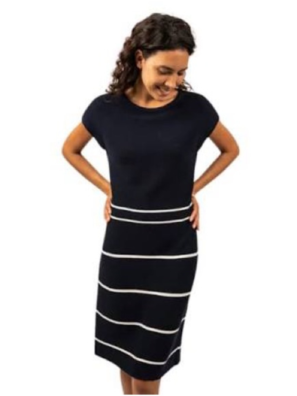 Saint James Navy Mini Dress with White Stripes